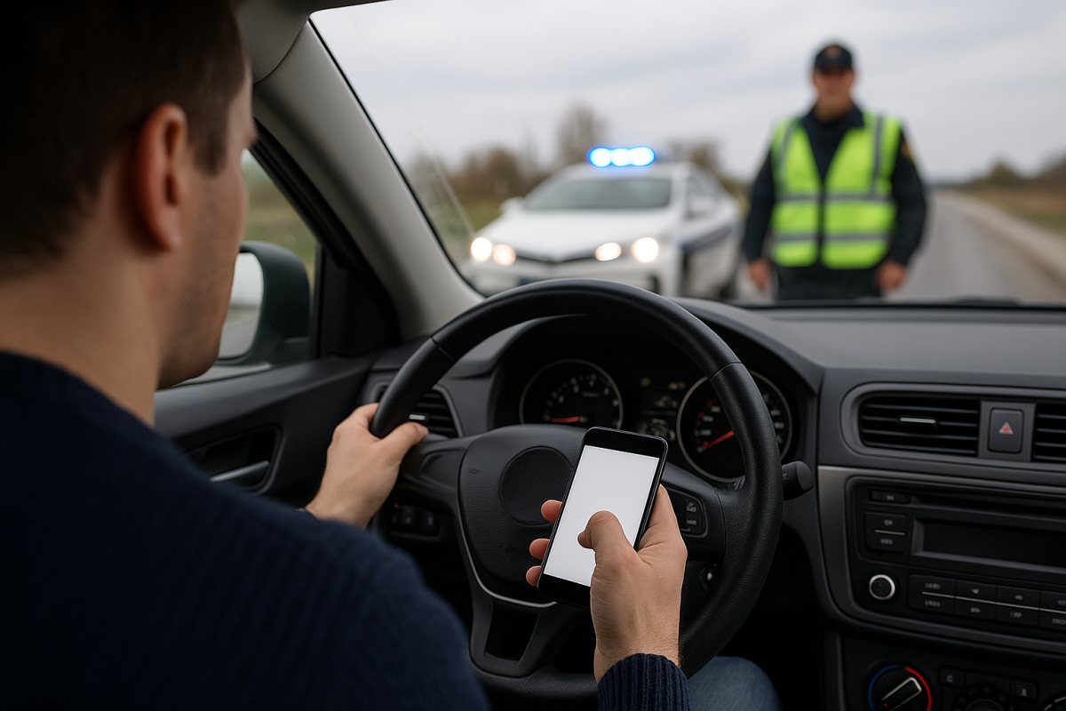 אילוסטרציה סמס בזמן נהיגה (AI)