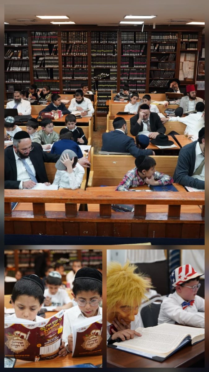 הילדים בלימוד ליל פורים