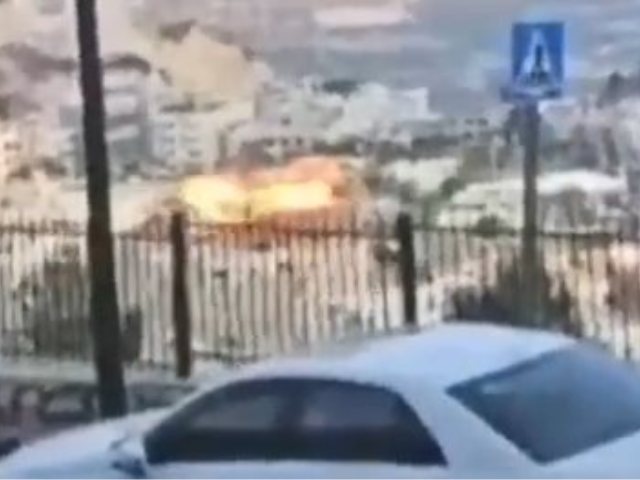 רגע פגיעת הרקטה במג'דל שמס