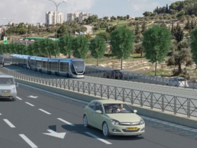 הקו הכחול של הרכבת הקלה. הדמיה