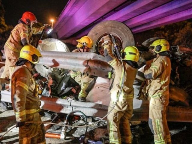 זירת התאונה ליד בן שמן צילום: קובי ריכטר, כבאות והצלה לישראל