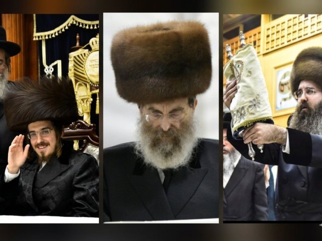 האדמו"ר זצל (במרכז) עם האדמו"ר המפסיד (מימין) והאדמו"ר המנצח (משמאל)