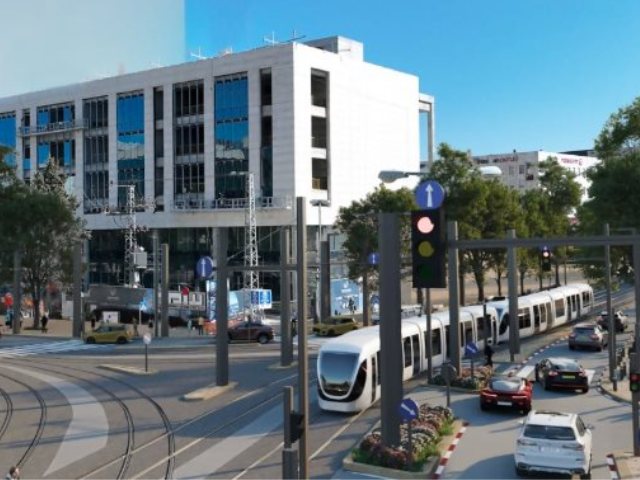 הרכבת הקלה ברחוב פייר קניג, תלפיות. הדמיה: תוכנית אב לתחבורה