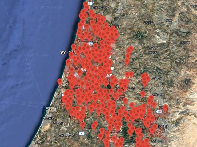 מפת ההתרעות שהופעלו בשבת בבוקר