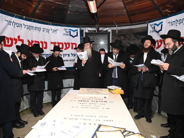 רבני רינה של תורה על קברו של הפלא יועץ | ארכיון: שוקי לרר