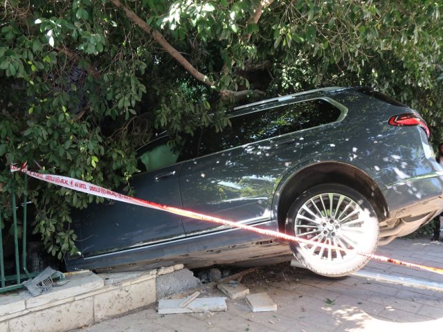 הרכב שהתדרדר לתוך הגן | מקור: אהרן יוסף