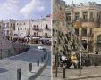התחנה הריקה (משמאל) והספסל החדש | מקור: אריה קינג בפייסבוק